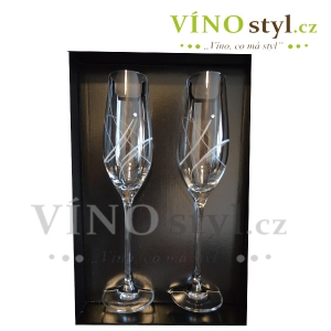 Krásný pár sklenic na sekt nebo champagne, zdobený krystalky SWAROVSKI