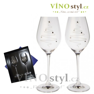 Nádherné sklenice na víno, zdobené krystalky Swarovski a pískováním