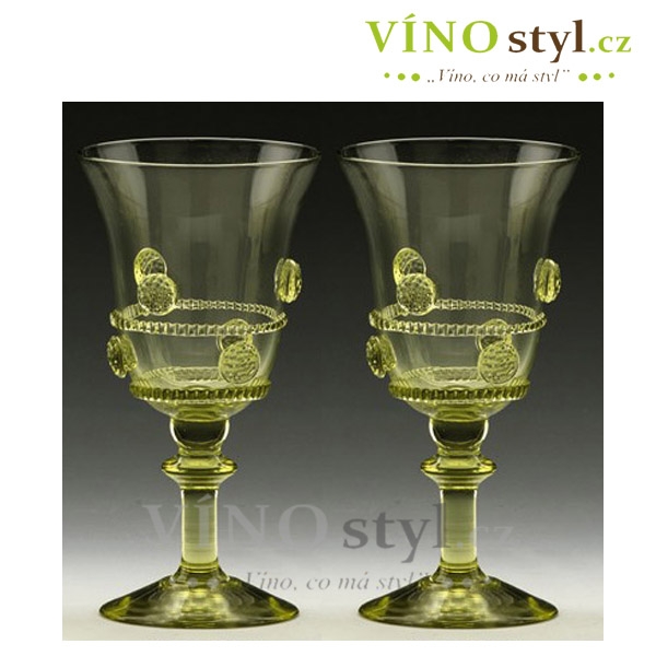 Lesní sklo - 2 sklenice na víno RŮŽENA