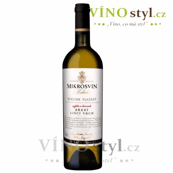 Ryzlink vlašský, výběr z hroznů 2023 Březí, Liščí vrch, víno bílé - suché - Traditional line