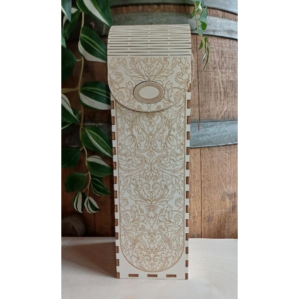 Dřevěný, dárkový box na víno - ornamenty