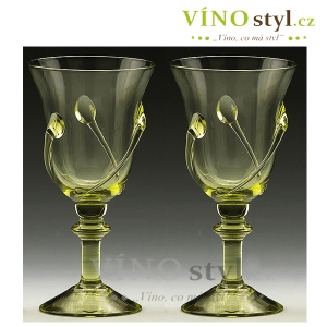 Lesní sklo - 2 sklenice na víno VALERIE
