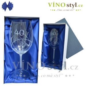 Dárková výroční sklenice k 40. narozeninám zdobená pískováním
