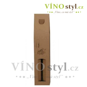 Dárková krabička-karton na 1 láhev vína s potiskem, přírodní