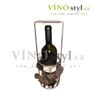 Stojan na víno - Tepaný nosič pro 1 stojící láhev "HROZEN"