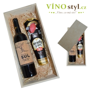 Dárkové balení vína Sao Miguel do SUL + uzenina Saint Agaûne 