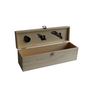 Box na víno přírodní dřevo - s příslušenstvím